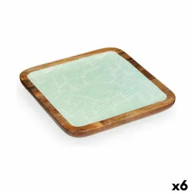 Galda rotājums Gift Decor Balts Brūns Zaļš Poliesters Sveķi Mango koks 25 x 25 cm 25,4 x 2,54 x 25,4 cm Augu lapa (6 gb.)