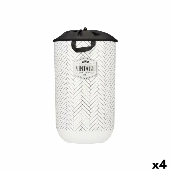 Veļas Grozs Kipit Vintage Balts Drāna Plastmasa 40 L 34 x 52,5 x 34 cm (4 gb.)