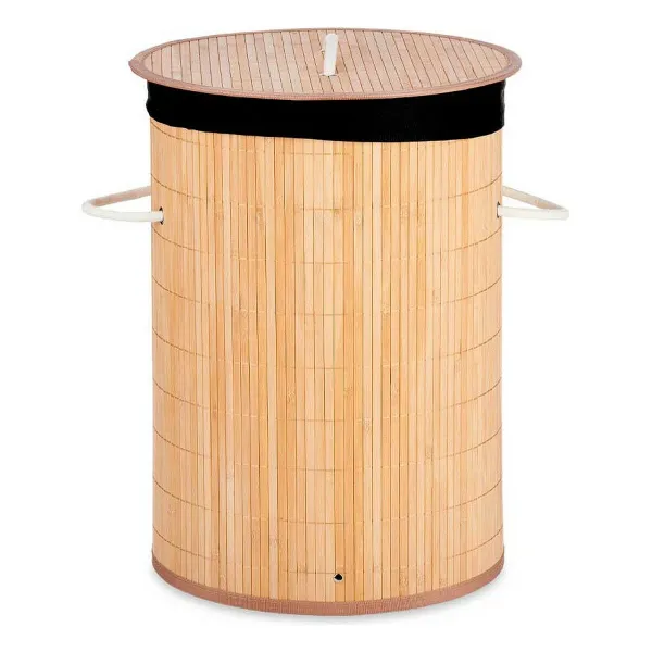 Pyykkikori Kipit Musta Luonnollinen Puuvilla Polyesteri Metalli Bambu Viskoosi Puu MDF 48 L 37 x 50 x 37 cm (4 osaa)