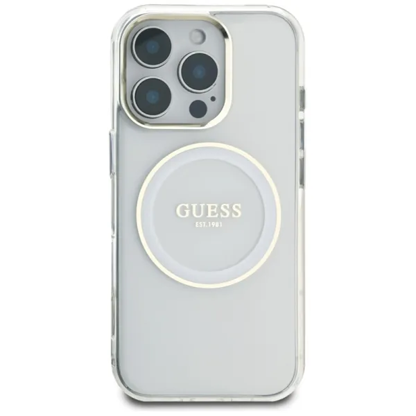 Guess IML Metal Colored Circle Classic Logo MagSafe - Case for iPhone 16 Pro (white)