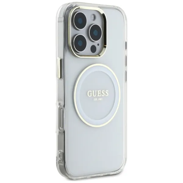 Guess IML Metal Colored Circle Classic Logo MagSafe - Case for iPhone 16 Pro (white)