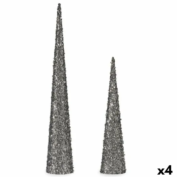 Christmas bauble Krist+ Silver Cones 9,5 x 60 x 9,5 cm Sequins (4 Units)