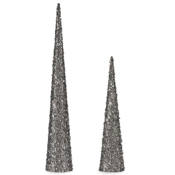 Christmas bauble Krist+ Silver Cones 9,5 x 60 x 9,5 cm Sequins (4 Units)