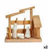 Seimikuvaelma Krist+ Valkoinen Luonnollinen Puu Keraminen 18 x 17 x 8 cm (2 osaa)