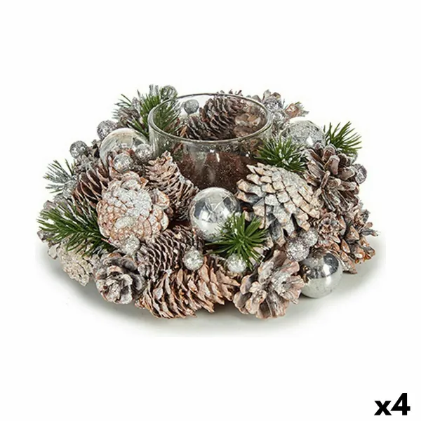 Ziemassvētku Sveces Turētājs Krist+ Balts Caurspīdīgs Sudrabains 19 x 9 x 19 cm (4 gb.)