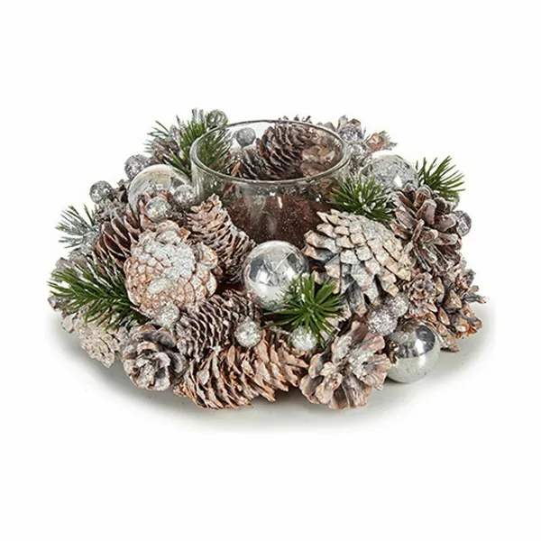 Ziemassvētku Sveces Turētājs Krist+ Balts Caurspīdīgs Sudrabains 19 x 9 x 19 cm (4 gb.)