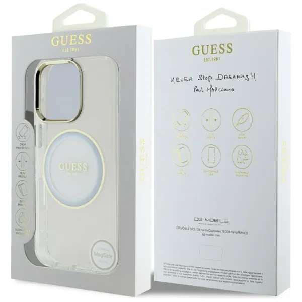 Guess IML Metal Colored Circle Classic Logo MagSafe - Case for iPhone 16 Pro (white)