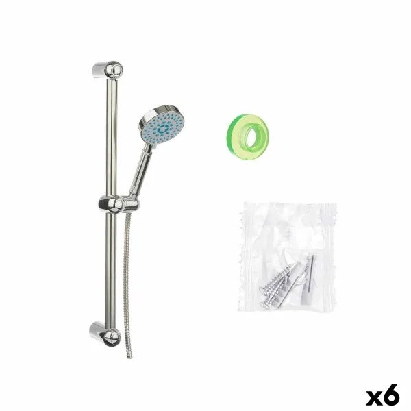 A shower head with a hose to direct the flow Berilo Silver Metal 9,8 x 23,5 x 9,8 cm 15 x 61 x 6,5 cm With support (6 Units)