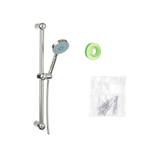 A shower head with a hose to direct the flow Berilo Silver Metal 9,8 x 23,5 x 9,8 cm 15 x 61 x 6,5 cm With support (6 Units)