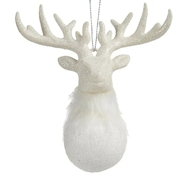 Kalėdų papuošalai Krist+ Balta Plastmasinis Blizgučiai Šiaurės elnias 14 x 15,5 x 7 cm (24 vnt.)