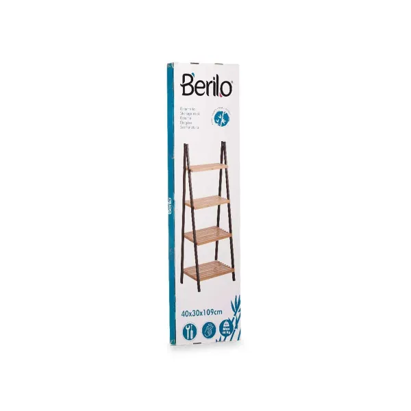 Bathroom Shelves Berilo Black Natural 40 x 109,3 x 30 cm