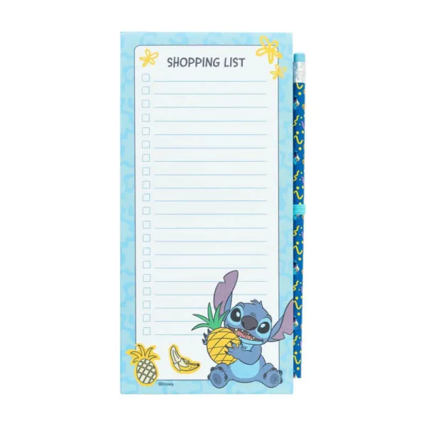 Disney Stitch - Magnetic notebook / shopping list for the fridge + pencil from the Tropical collection (10 x 21 cm)
