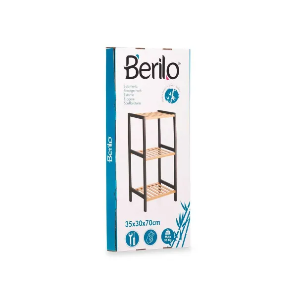 Полка для ванной Berilo Чёрный Натуральный 35 x 30 x 70 cm 35,2 x 70 x 30,2 cm