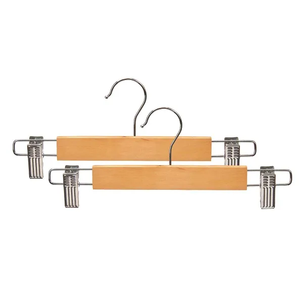 Set of Clothes Hangers Kipit Brown Silver Wood Metal 28,5 x 2,5 x 11,5 cm 28,5 x 11,5 x 4 cm 28,5 x 11,5 x 6 cm Clamps (24 Units