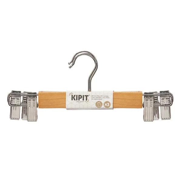 Drabužių pakabų rinkinys Kipit Ruda Sidabras Medžio Metalinis 28,5 x 2,5 x 11,5 cm 28,5 x 11,5 x 4 cm 28,5 x 11,5 x 6 cm Spyruok
