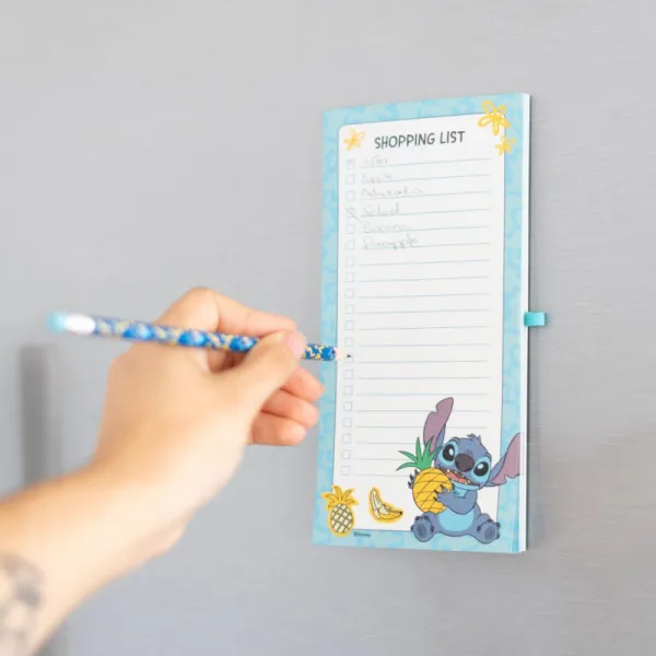 Disney Stitch - Magnetic notebook / shopping list for the fridge + pencil from the Tropical collection (10 x 21 cm)