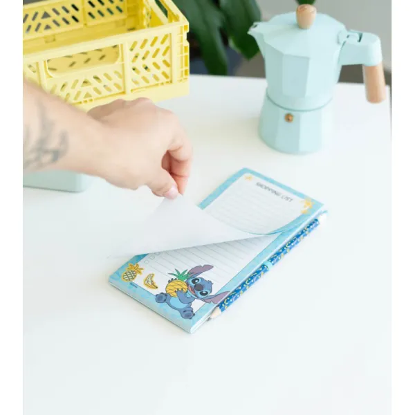 Disney Stitch - Magnetic notebook / shopping list for the fridge + pencil from the Tropical collection (10 x 21 cm)