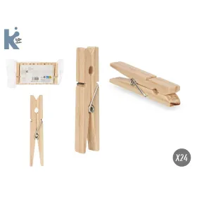 Apģērbu Knaģi Koks Metāls 7 x 1 cm 10,5 x 19 x 3 cm (24 gb.)