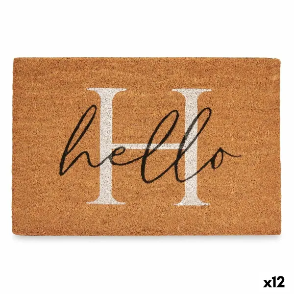 Kynnysmatto Gift Decor Hello Valkoinen Musta Luonnollinen PVC 100 % PVC Kookoskuitu 60 x 1 x 40 cm (10 osaa) (12 osaa)