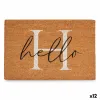 Durų kilimėlis Gift Decor Hello Balta Juoda Natūralus PVC 100 % PVC Kokoso pluoštas 60 x 1 x 40 cm (10 vnt.) (12 vnt.)