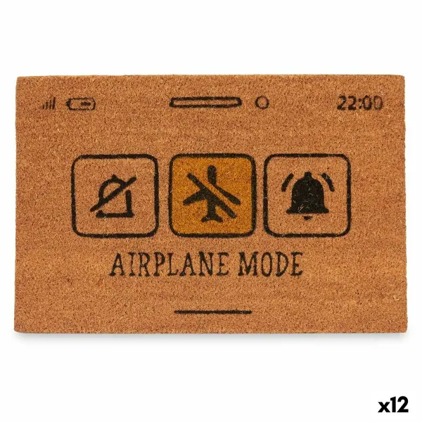 Durų kilimėlis Gift Decor Airplane Mode Geltona Juoda Natūralus PVC Kokoso pluoštas 60 x 1 x 40 cm (12 vnt.)