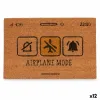 Doormat Gift Decor Airplane Mode Yellow Black Natural PVC Coconut Fibre 60 x 1 x 40 cm (12 Units)