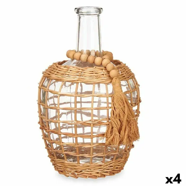 Dekoratīvais grafīns Gift Decor Brūns Caurspīdīgs Koks Stikls 20 x 30 x 20 cm 5,5 x 30 x 5,5 cm 20 x 30,5 x 20 cm (4 gb.)