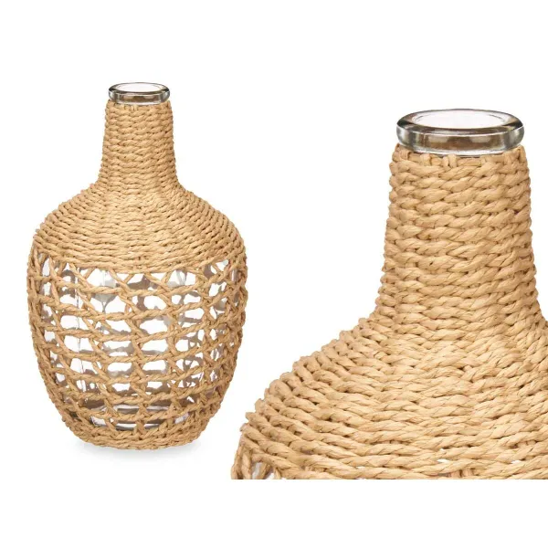 Decorative container Gift Decor Brown Transparent Wood Crystal 17 x 31 x 17 cm 20 x 31 x 20 cm 5,5 x 30 x 5,5 cm (4 Units)