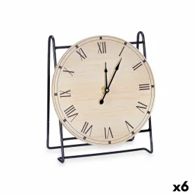 Table clock Gift Decor Black Wood (6 Units)