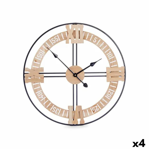Настенное часы Gift Decor Чёрный Деревянный Металл Деревянный MDF 60 x 60 x 5 cm (4 штук)