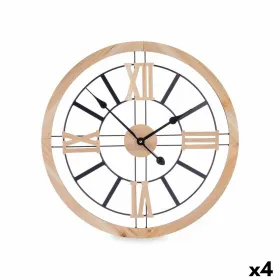 Sienas pulkstenis Gift Decor Melns Koks Metāls Koks MDF 60 x 60 x 4,5 cm (4 gb.)
