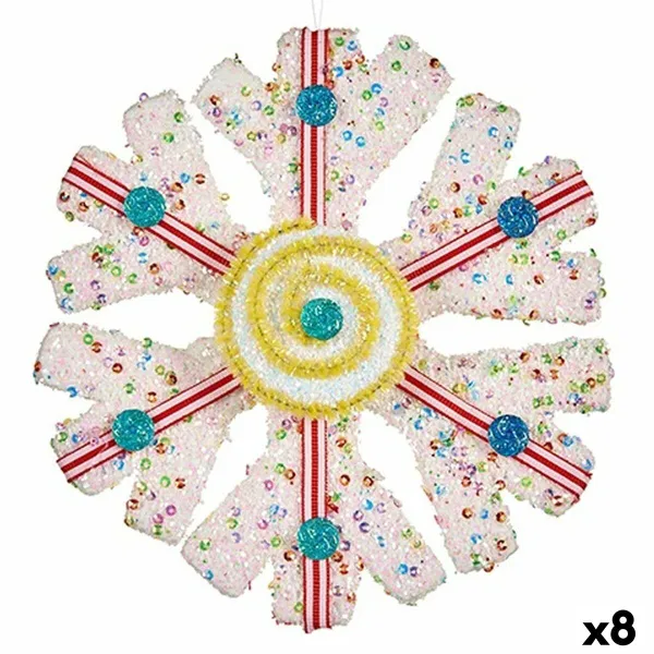 Ziemassvētku Nieciņš Krist+ Balts Sarkans Sniegpārslas 17 x 6 x 17 cm (8 gb.)