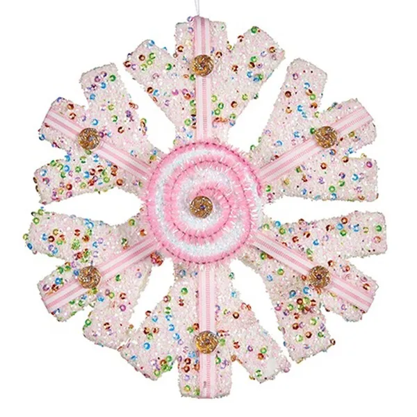 Ziemassvētku Nieciņš Krist+ Balts Rozā Sniegpārslas 17 x 6 x 17 cm (8 gb.)