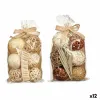 Koristeellinen pallosetti Gift Decor Valkoinen Ruskea 22 x 40 x 9 cm (12 osaa)