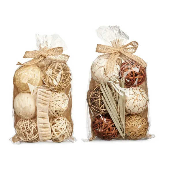 Koristeellinen pallosetti Gift Decor Valkoinen Ruskea 22 x 40 x 9 cm (12 osaa)