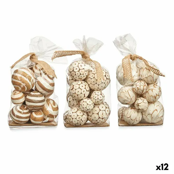 Dekoratīvo bumbu komplekts Gift Decor Balts Brūns 14 x 31 x 10 cm (12 gb.)