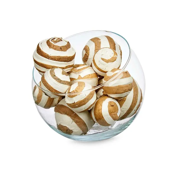 Set of Decorative Balls Gift Decor White Brown 14 x 31 x 10 cm (12 Units)