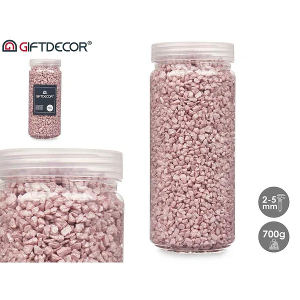 Decorative Stones Gift Decor Pink 2 - 5 mm 700 g 6,5 x 15,5 x 6,5 cm 6,2 x 15,3 x 6,2 cm (12 Units)