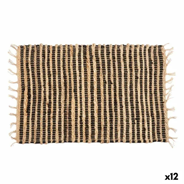 Kilimas Gift Decor Juoda Natūralus Dryžiai 60 x 1 x 90 cm (12 vnt.)