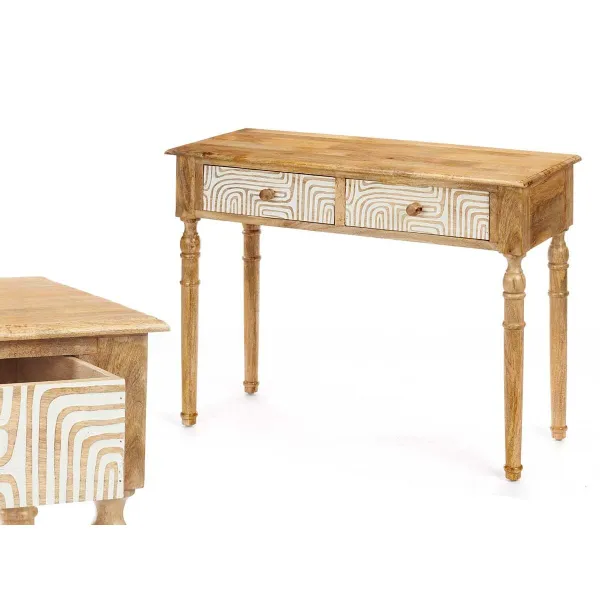 Stalas su 2 stalčiais Gift Decor Balta Ruda 98 x 77 x 42 cm Išlinkimas