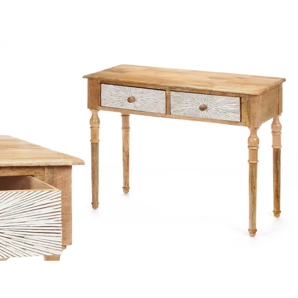 Stalas su 2 stalčiais Gift Decor Balta Ruda 98 x 77 x 42 cm Dryžiai