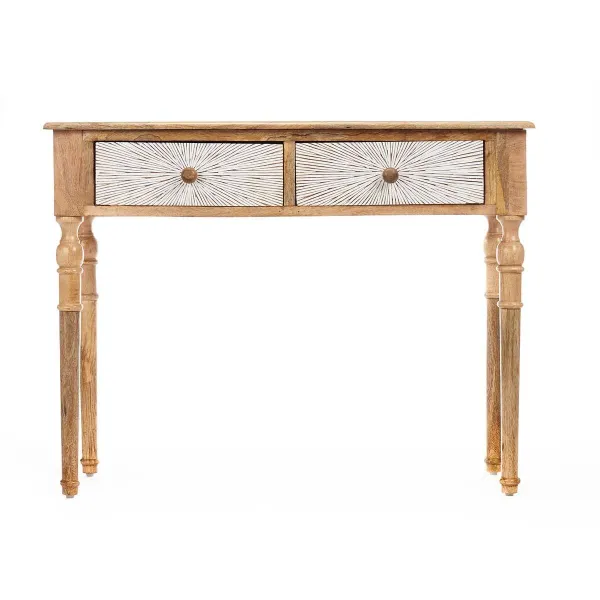Stalas su 2 stalčiais Gift Decor Balta Ruda 98 x 77 x 42 cm Dryžiai