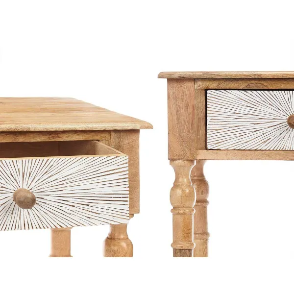 Stalas su 2 stalčiais Gift Decor Balta Ruda 98 x 77 x 42 cm Dryžiai