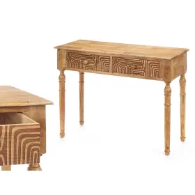 Hall Table with 2 Drawers Gift Decor Brown 98 x 77 x 42 cm Curve