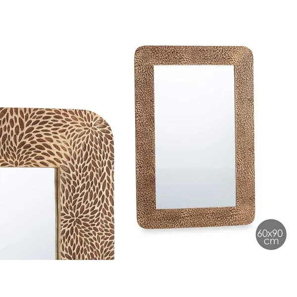 Настенное зеркало Gift Decor Коричневый Листья 90 x 60 x 2 cm Прямоугольный