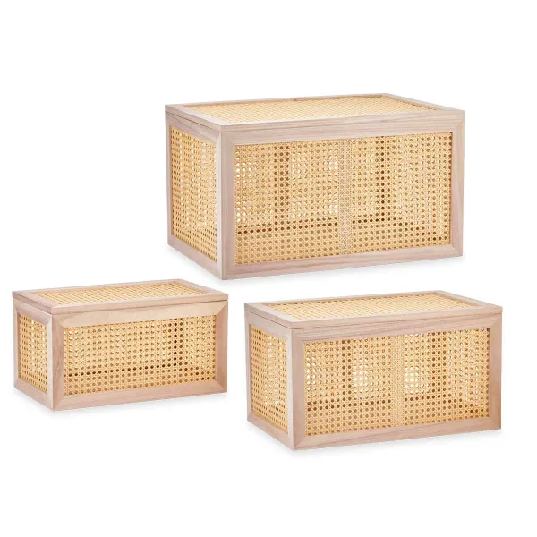 Dėžių rinkinys Gift Decor Natūralus Paulovnijos mediena 43 x 25 x 23 cm 50 x 32 x 28 cm 57 x 33 x 39 cm 3 Dalys