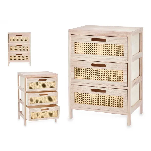 Тумба с ящиками Gift Decor Rattan Натуральный 40 x 58 x 29 cm 3 ящика