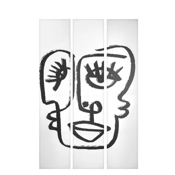 Širma Gift Decor Balta Juoda Drobė 122 x 2,5 x 180 cm 40 x 180 x 7 cm Veidas