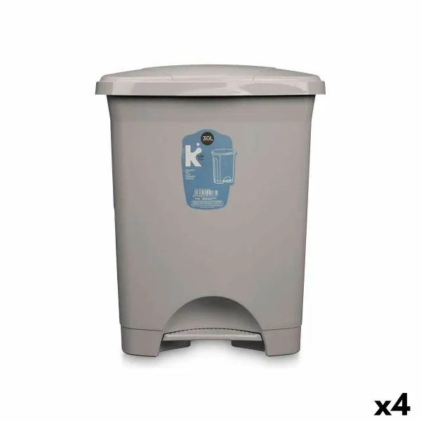 Atkritumu tvertne ar pedāli Pelēks Plastmasa 30 L (4 gb.)