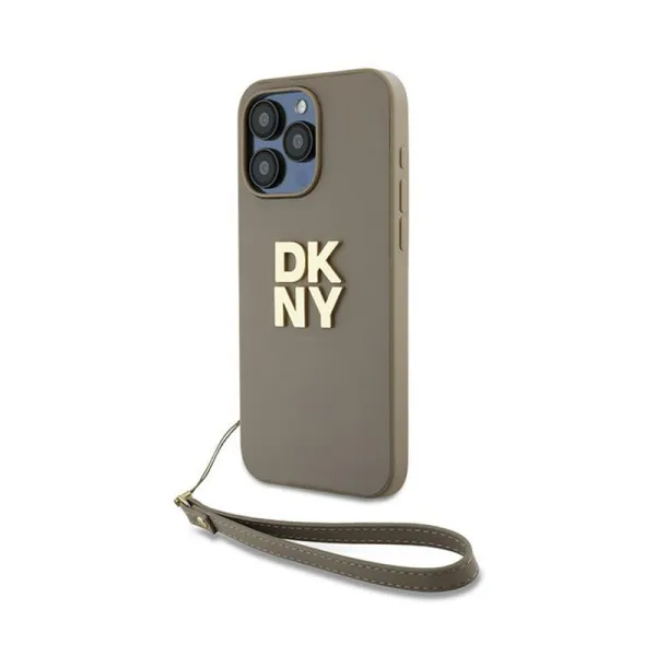 DKNY Wrist Strap Stock Logo - Case for iPhone 15 Pro (Beige)